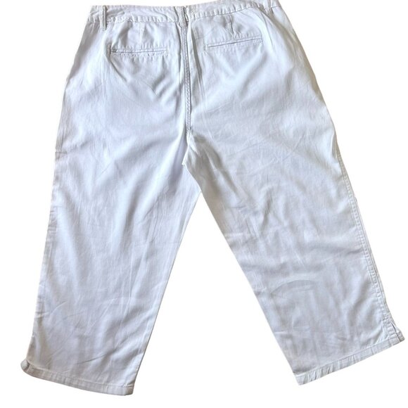 Woman Within Size 14W White Cropped Jeans Cotton Natural Fit Style - Picture 2 of 9